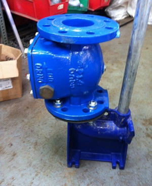 Pump ‘duck foot’ section with reflux valve modified to our recommendation to suit 4-hole drilling requirement